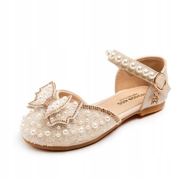 Western style sandals for children's summer bow pearl shoes