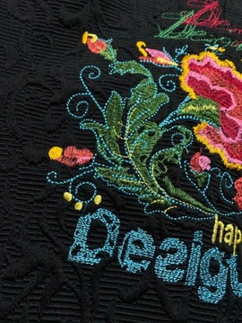 DESIGUAL HAPPY PŁASZCZ CZARNY PIĘKNY LOGO 38 M