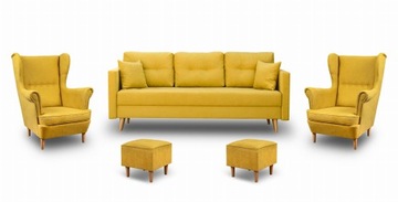 SKANDYNAWSKI ZESTAW DO SALONU SOFA+2XUSZAK+2XPUFA