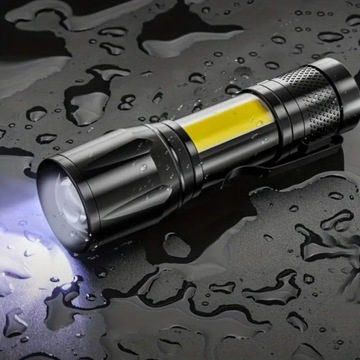 ТАКТИЧЕСКИЙ ФОНАРЬ СВЕТОДИОДНЫЙ ЗУМ, ПЕРЕЗАРЯЖАЕМЫЙ КАРМАН С КРЫШКОЙ USB + ЧЕХОЛ