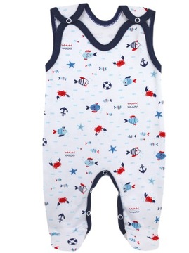 ŚPIOCHY NIEMOWLĘCE ŚPIOSZKI BAWEŁNIANE ROZPINANE r.74 RYBKI /1g/