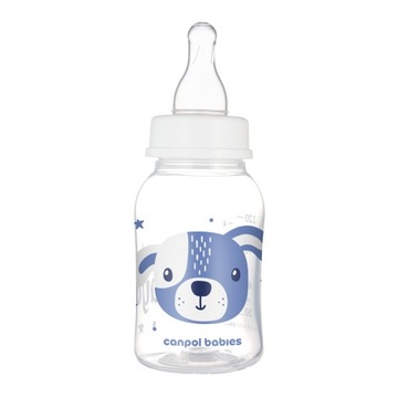 CANPOL LEKKA WĄSKA BUTELKA DO MLEKA 120ml 0m+ CUTE ANIMALS Piesek