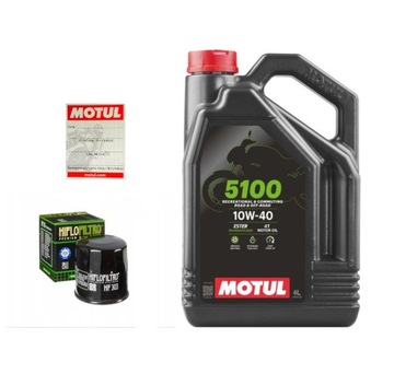 OLEJ SILNIKOWY MOTUL 5100 MA2 4L 10W40 + FILTR HIFLOFILTRO HF303 + naklejka