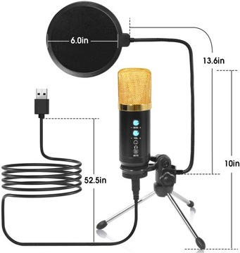 Mikrofon USB Beedove, mikrofon do komputera PC