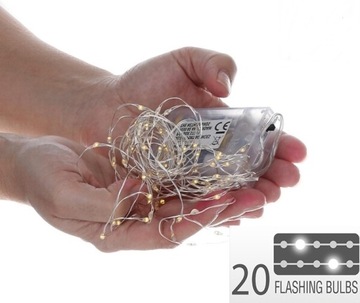 MRUGAJĄCE lampki na druciku białe ciepłe 100LED