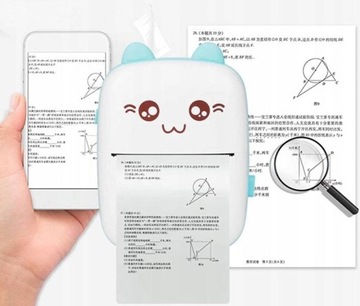 МИНИ-ТЕРМОПРИНТЕР DRUKUŚ МИНИ-КОТ ДЛЯ НАКЛЕЙКИ ФОТОГРАФИЙ + 11 ШТ. РОЛИКОВ