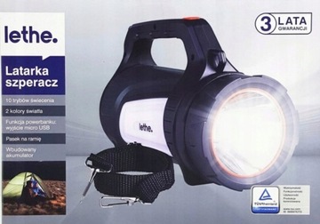LATARKA SZPERACZ POWERBANK 10 TRYBÓW LETHE IP44