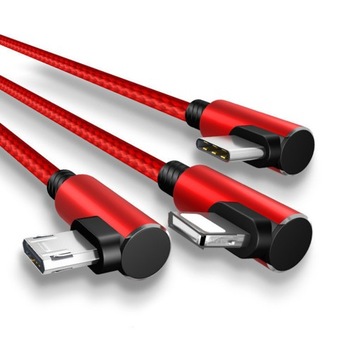 Универсальный USB-адаптер с плетеным проводом 3 в 1 для iPhone Android Type-C