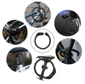 ПРОЧНЫЙ ВЕЛОСИПЕДНЫЙ ЗАМОК ИЗ СТАЛЬНОГО ТРОСА С КОРОТКИМ ВЕЛОСИПЕДНЫМ ЗАМКОМ С КОДОМ