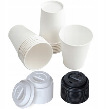KUBKI PAPIEROWE DO KAWY 300ML BIAŁE + WIECZKA x 50