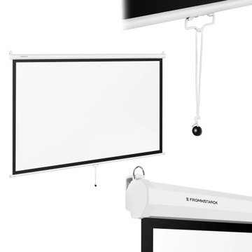Экран для проектора, полуавтоматический, настенный, потолочный, матовый белый, 100