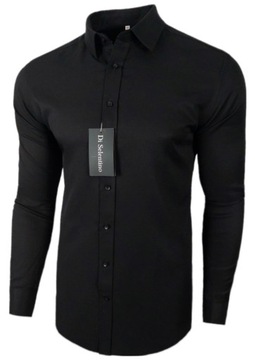 Di Selentino Koszula męska - czarna Bawełna SLIM FIT r. 43 / XL