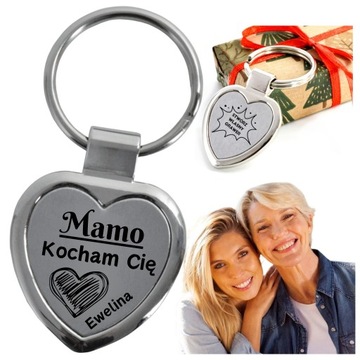 Prezent na dzień Matki dla Mamy Brelok do kluczy Serce Stalowy + Grawer