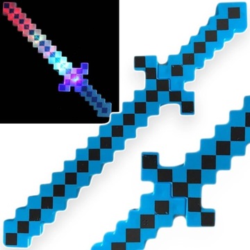 MIECZ ŚWIECĄCY Z GRY MINECRAFT DUŻY DŁUGI DŹWIĘKI 61CM PIXEL PODŚWIETLANY
