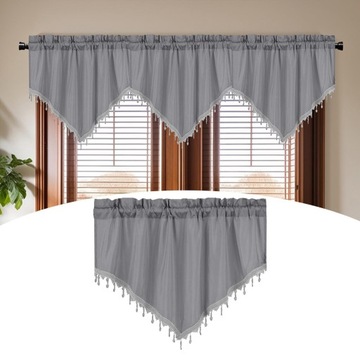 Подзор треугольный на окно Карман для столба для фермерского дома, маленький, короткий, серый