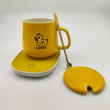 ZESTAW PODGRZEWACZ DO KAWY/HERBATY KUBEK ŁYŻKA KABEL USB PREZENT DZIEŃ MAMY