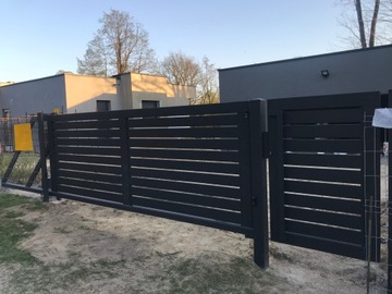 Калитка, современные откатные входные ворота TREBOR