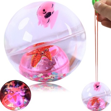 GUMOWA PIŁKA PIŁECZKA Z RYBKĄ NA SZNURKU ODBIJANIA