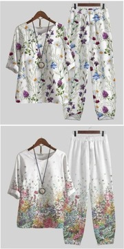 Современный комплект с короткими рукавами и модными узорами, стиль casual.