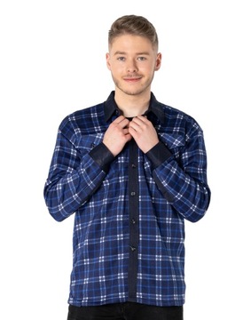Ciepła Koszula Męska w Kratę Ocieplana 2392-05 4XL