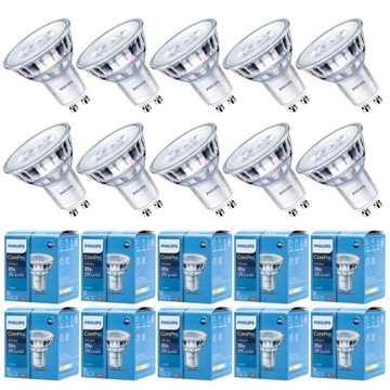 10x Żarówka LED GU10 Philips CorePro 3,5W=35W 265lm barwa ciepła 3000K 36°