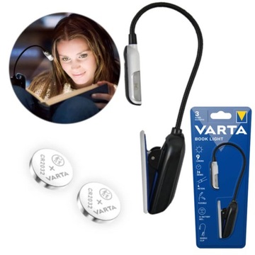 Светодиодный фонарик для чтения с зажимом BookLight 9 люмен VARTA + 2 батарейки