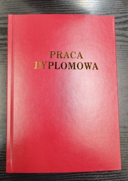 Wydruk i Oprawa Praca Dyplomowa Czerwona Napis Złoty
