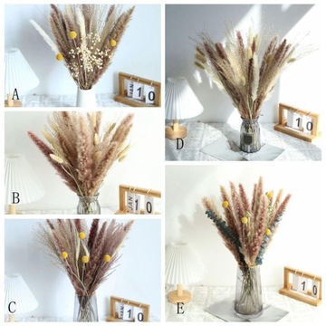 Сельская деревенская натуральная сушеная пампасная трава, тростниковый цветок, букет B