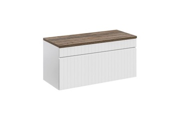 SZAFKA ŁAZIENKOWA Z BLATEM 100 CM RYFLOWANA BIAŁA