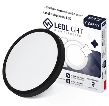 PLAFON LED NATYNKOWY CIEPŁY 18W OKRĄGŁY CZARNY