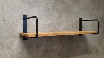 БЕЛТ-80 Полка подвесная лофт, черный, дубовая доска, 80 СМ