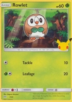 Pokemon Rowlet McDonald's 2021 non holo