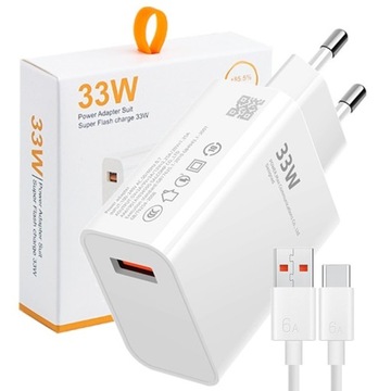 SZYBKA ŁADOWARKA DO XIAOMI REDMI NOTE 33W 3A + KABEL USB TYP C 6A