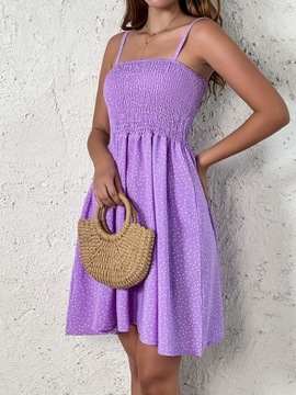 SUKIENKA ELEGANCKA LETNIA PLAŻOWA MIDI W KROPKI,