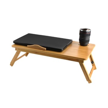 Бамбуковый стол для ноутбука для подставки для кровати, складная регулируемая подставка
