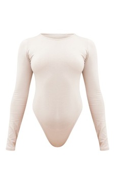 PRETTYLITTLETHING БЕЖЕВЫЙ ГЛАДКИЙ БОДИ С ДЛИННЫМ РУКАВОМ RS D572103