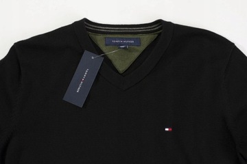 TOMMY HILFIGER CZARNY SWETER MESKI V-Neck M