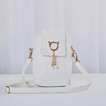 Mini Crossbody Torba na telefon Torba na ramię Torba na monety Portmonetka z białym02