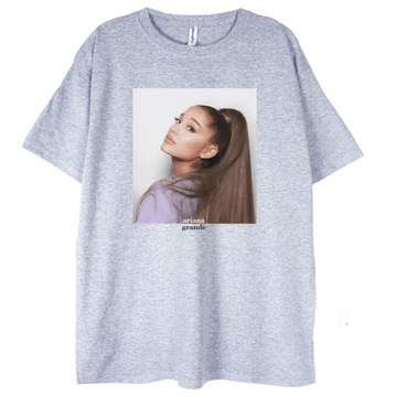 T-shirt Ariana Grande Look szara koszulka M