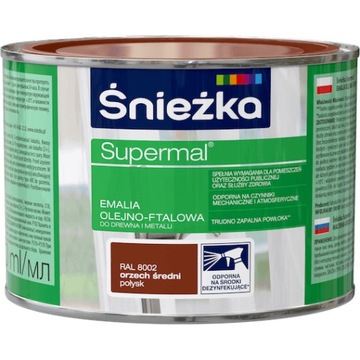ŚNIEŻKA Supermal Emalia Olejno-ftalowa RAL8002 0,4 L