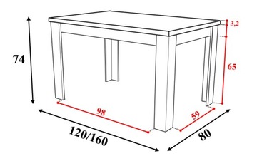 Стол обеденный раздвижной Craft 80x120/160 C-2