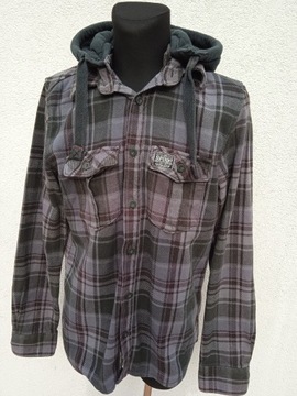 L SUPERDRY GRUBA CIEPŁA KOSZULA Z ODPINANYM KAPTUREM