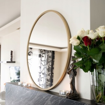 LUSTRO W ZŁOTEJ RAMIE 60 CM WISZĄCE DEKORACYJNE