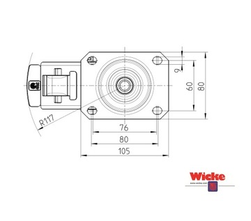 Колесо поворотное поворотное с тормозом 125 мм полиамид макс 250 кг WICKE