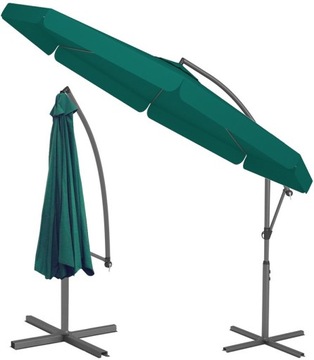 Parasol ogrodowy z wysięgnikiem Duży 350x250cm ZIELONY Regulacja Składany