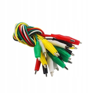 Кабели с зажимами типа «крокодил», 5 шт, 5 цветов, 50 см.