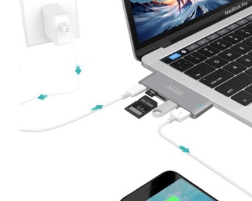 АДАПТЕР-ХАБ 5 в 1 USB-C 3.1 MACBOOK PRO USB 3.0 SD