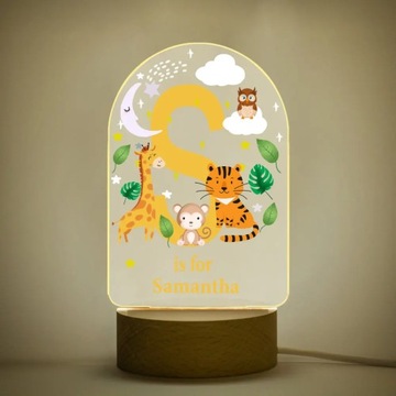 Decoration Custom Animal Led Night Lighting Lamp Wooden Base Acrylic~3913