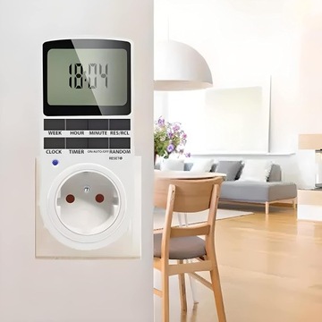 PROGRAMATOR CZASOWY DO GNIAZDKA WYŚWIETLACZ LCD 16A 10 PROGRAMÓW