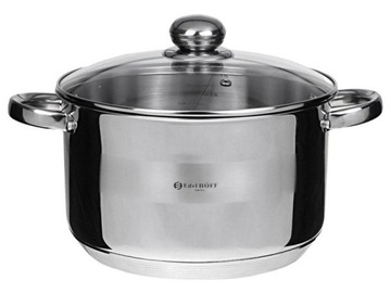 Srebrny Garnek Z Pokrywką 28CM 10,2L STAL EDELHOFF